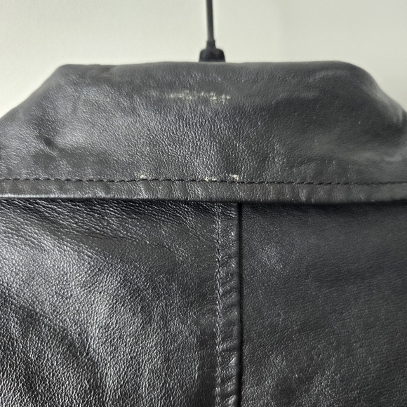 Oscar Piel Women's Belted Leather Short Trench Coat Size Large - Picture 7 of 16